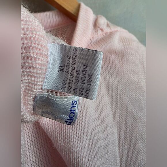 Womens Pale Pink Cord Knit Gold Button Cardigan Sz XL Reel Fishermann Kawaii - Picture 9 of 10